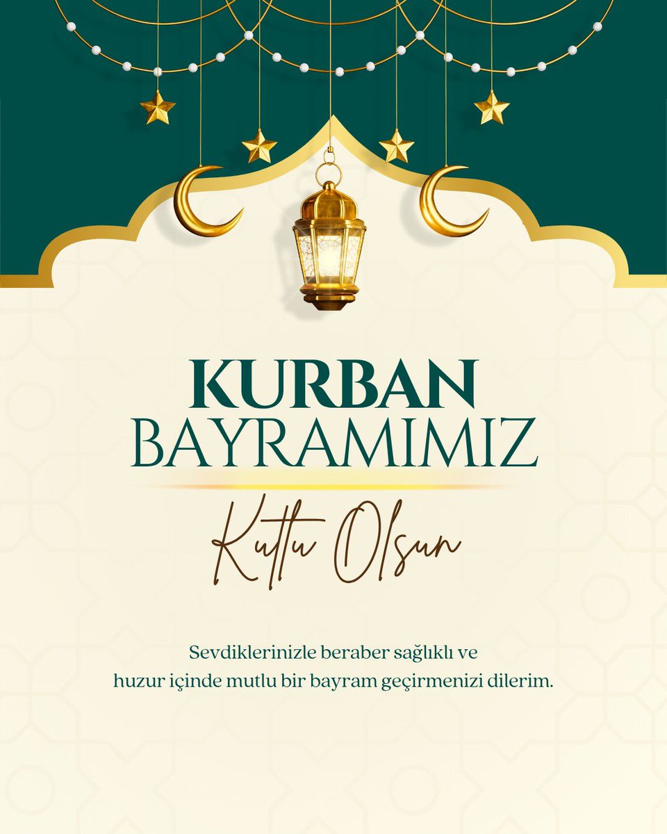 Sevdiklerinizle birlikte, sağlık, mutluluk ve huzur dolu bir bayram dilerim. Kurban Bayramınız kutlu olsun.