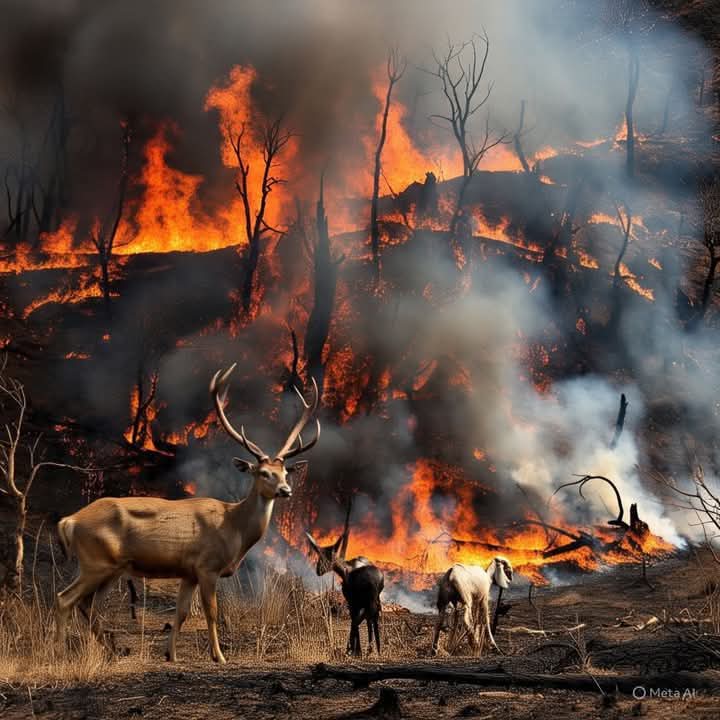 The fire in Kheer Thar mountains has been spreading for 5 days. Without chemical agents, such spread is nearly impossible. This isn’t natural, it looks preplanned. Who benefits from burning Sindh's land and wildlife? The silence is criminal.
#WildfireInSindh  #StopLandGrabbing