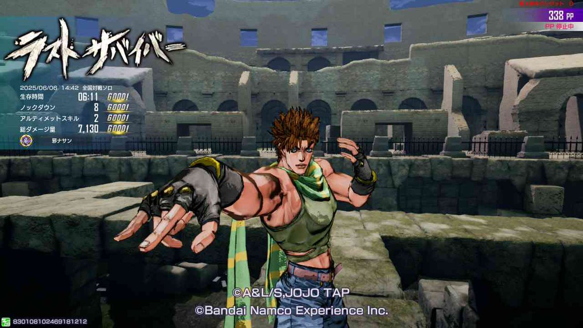 今日のラスサバッッ！！！！！

初のプッチ神父で勝利！！！！！
(☝ ˘ω˘)☝️気持ち良すぎだろ✨

 #ジョジョLS
 #ジョジョLSビクトリーショット