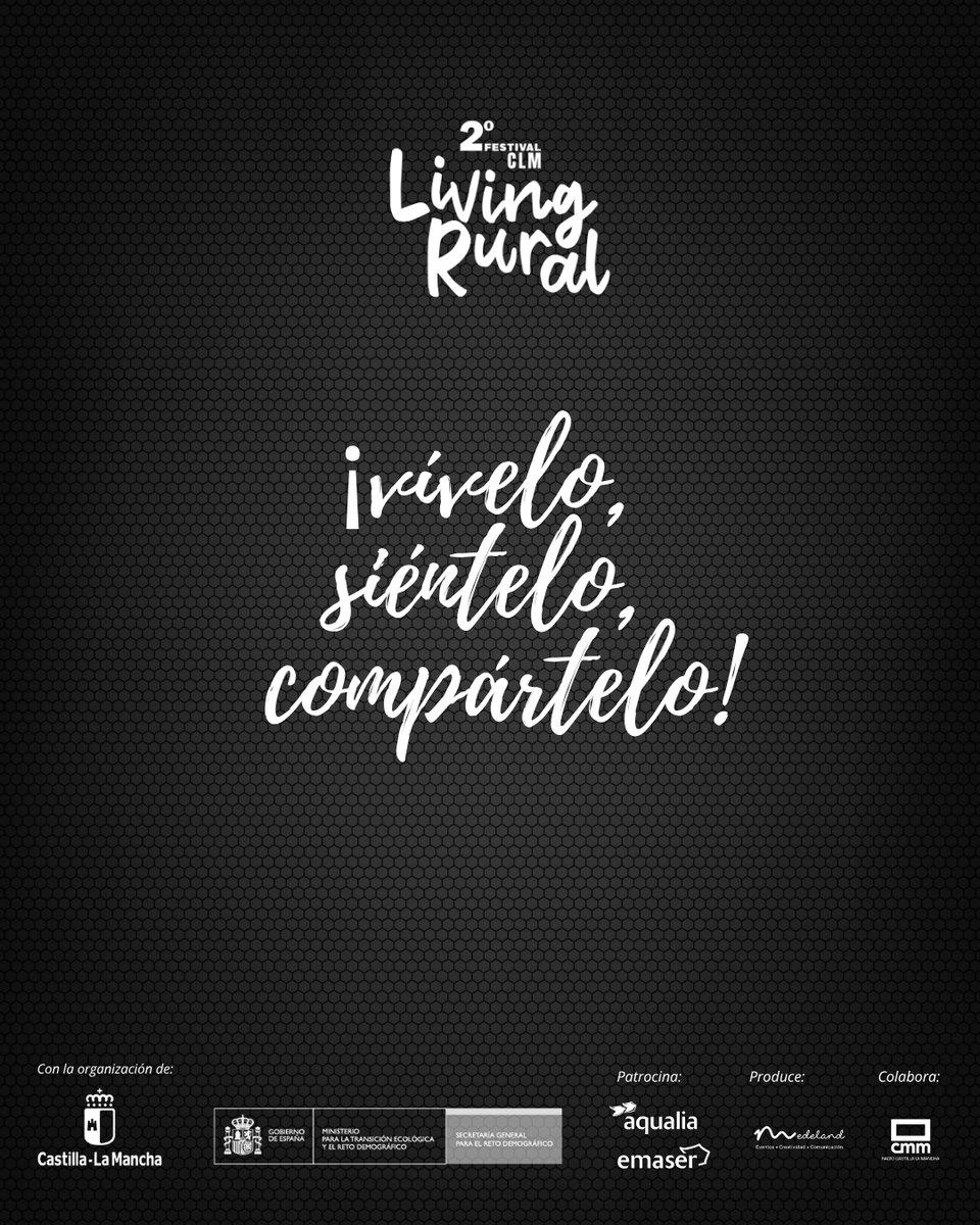 Festival CLM Living Rural (@clmlivingrural) on Twitter photo 🎉¡Mañana empieza la fiesta en #AlcobaDeLosMontes!
Desde las 13:00 h con <a href="/RadioCLM_es/">Radio Castilla-La Mancha</a> en directo, paella, teatro, folclore, DJs y conciertos para todos los gustos
¡Ven con tus amigos y vive un sábado inolvidable! 💃
#PlanazoRural #gobjccm #Medeland #Miteco #Aqualia #Emaser #CMM 🎉¡Mañana empieza la fiesta en #AlcobaDeLosMontes!
Desde las 13:00 h con <a href="/RadioCLM_es/">Radio Castilla-La Mancha</a> en directo, paella, teatro, folclore, DJs y conciertos para todos los gustos
¡Ven con tus amigos y vive un sábado inolvidable! 💃
#PlanazoRural #gobjccm #Medeland #Miteco #Aqualia #Emaser #CMM