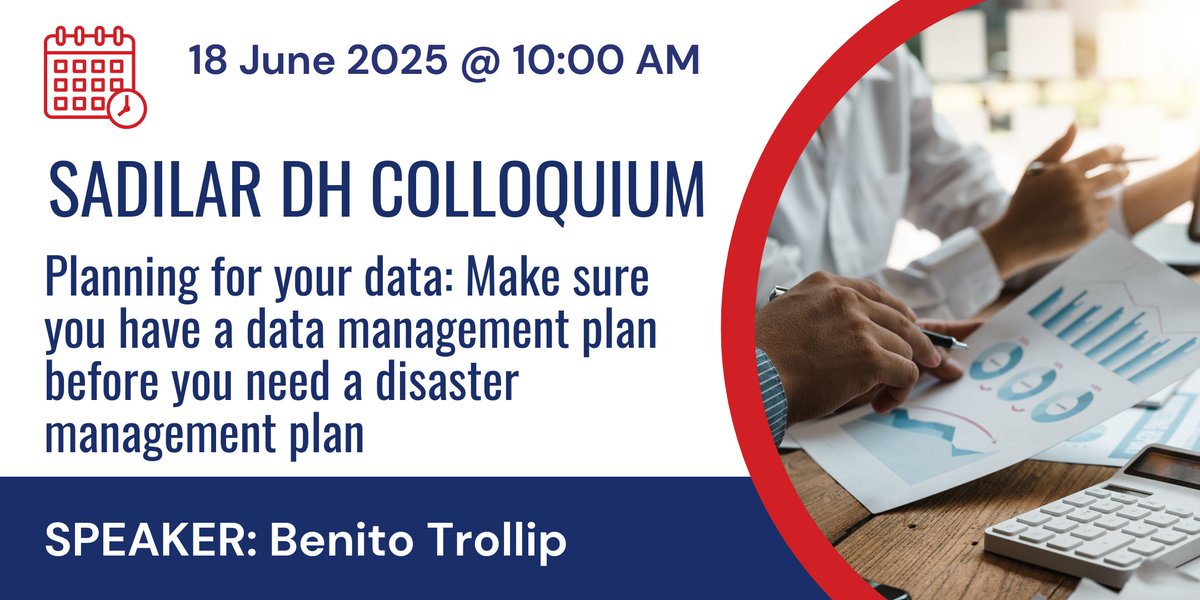 Get ready for our upcoming DH Colloquium!

Learn about the importance of Data Management Plans &amp; how they can streamline your research process.The speaker will cover what a DMP is, why it matters &amp; walk you through completing a DMP template.
Register here: bit.ly/4kRhjA5