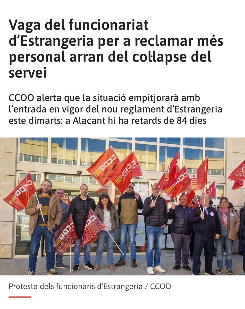 Amb l’entrada en vigor del nou reglament d’estrangeria, es confiava que millorarien els serveis. Però la realitat està sent una altra: col·lapse, manca de personal i desorientació.

📣 El proper 16 de juny, el personal de les oficines d’Extranjería farà vaga de 9:00 a 11:00 h