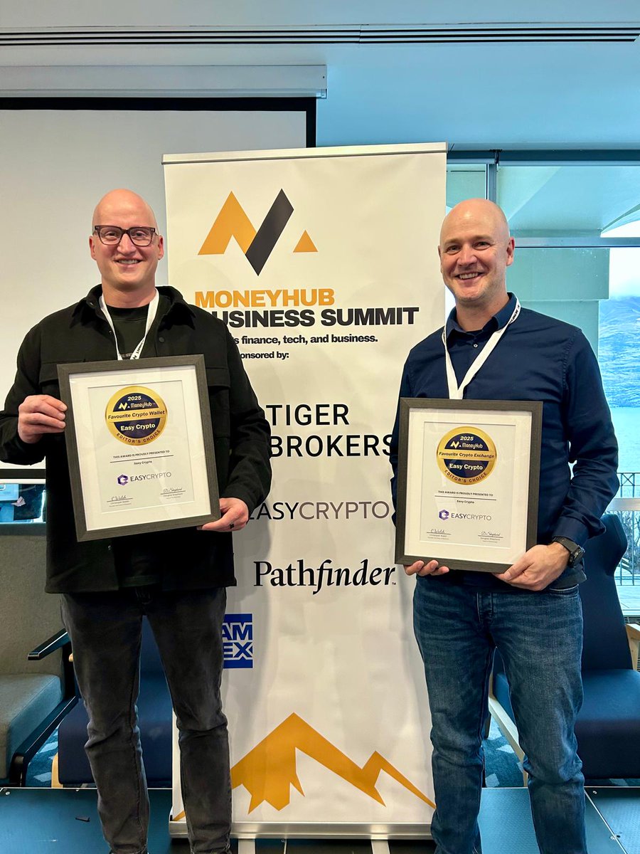 We are stoked to pick up not just 1 but 2 awards🏆 🏆 tonight at the  MoneyHub Business Summit! We were awarded Favourite Crypto Exchange and  Favourite Crypto Wallet! Capped off a