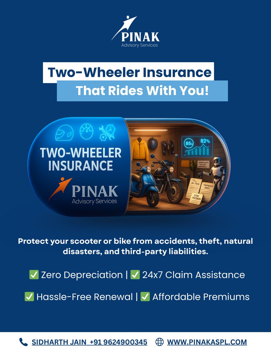 pinak_aspl's tweet image. Ride worry-free with Two-Wheeler Insurance by Pinak! 🛵✅
Accidents, theft, or damages — we’ve got you covered!

📞 Call: +91 96249 00345
🌐 Visit: pinakaspl.com

#TwoWheelerInsurance #BikeInsurance #ScooterInsurance #PinakAdvisory #RideSmart #InsuranceMatters