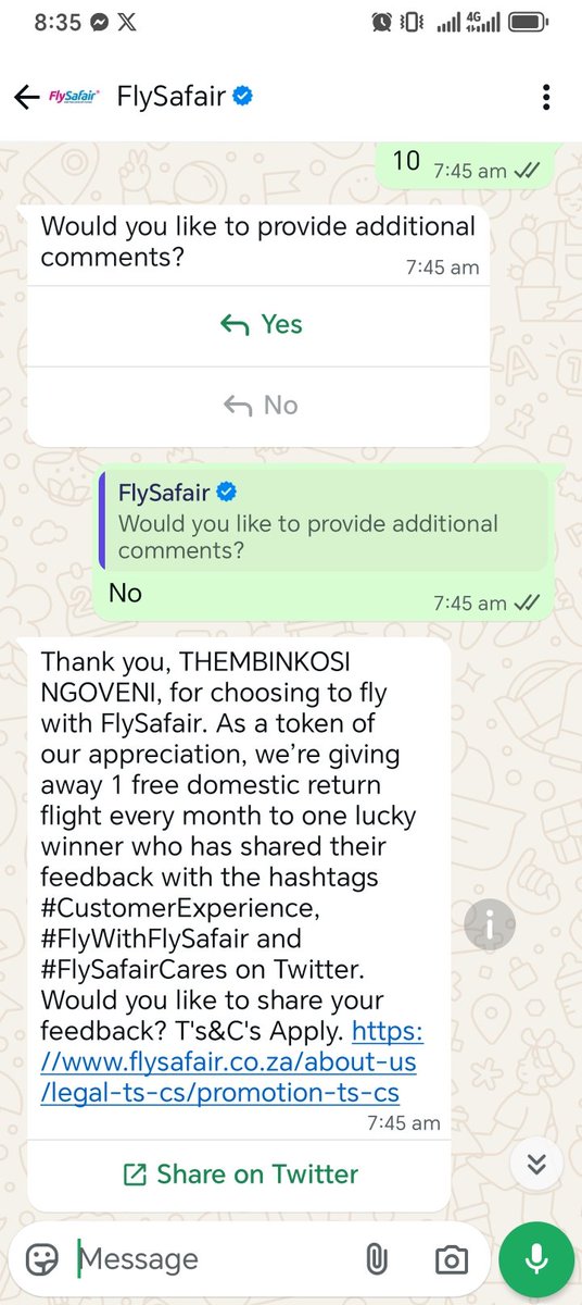 ZIGIZENDODA_M's tweet photo. @FlySafair Morning @FlySafair  may I please get a free return ticket 🎟️ to CPT from JNB this Sunday 🙏🏿 I'll pay for Luggage and PRIB
#FlyWithFlySafair #FlySafairCares #CustomerExperience https://t.co/H2eTeImoZe