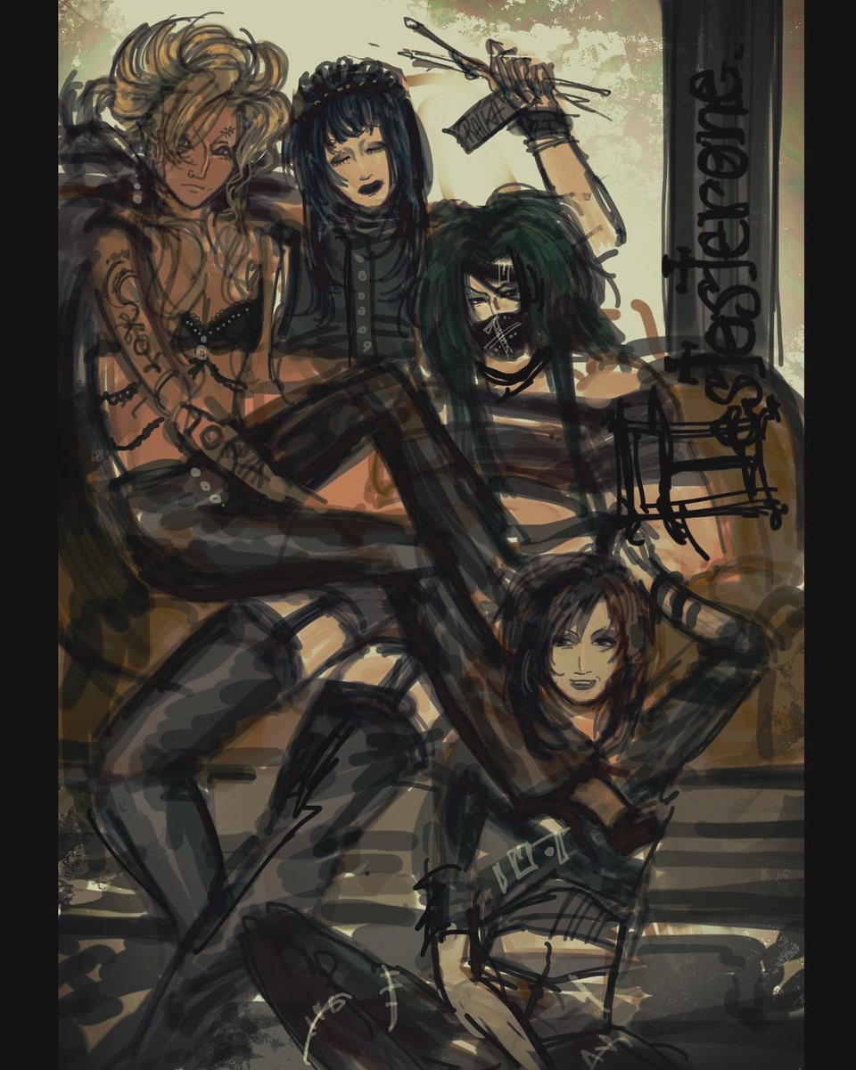 BLUEGUY023's tweet image. my vkei band called testosterone. be nice to them #vkei #oc #illustration