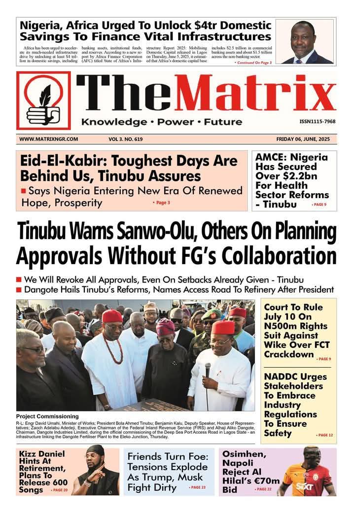 Ishaku__Audu's tweet photo. Eid El-adha Mubarak
#Newspapers #CoverPages #BreakingNews #News
#TheHeadline
#Gaza #Russia
Cc:
@KashimSM
@ProfZulum
@GovBuni
@JibrinIbrahim17
@KhalifaDikwaPhD
@Senatorndume
@honbetara1
@NuhuRibadu
@B_ELRUFAI
@alouibrahim92
@ZagazOlaMakama
@DejiAdesogan
@secmxx
@AbbakarAffan
1. https://t.co/STfRj7EKdA