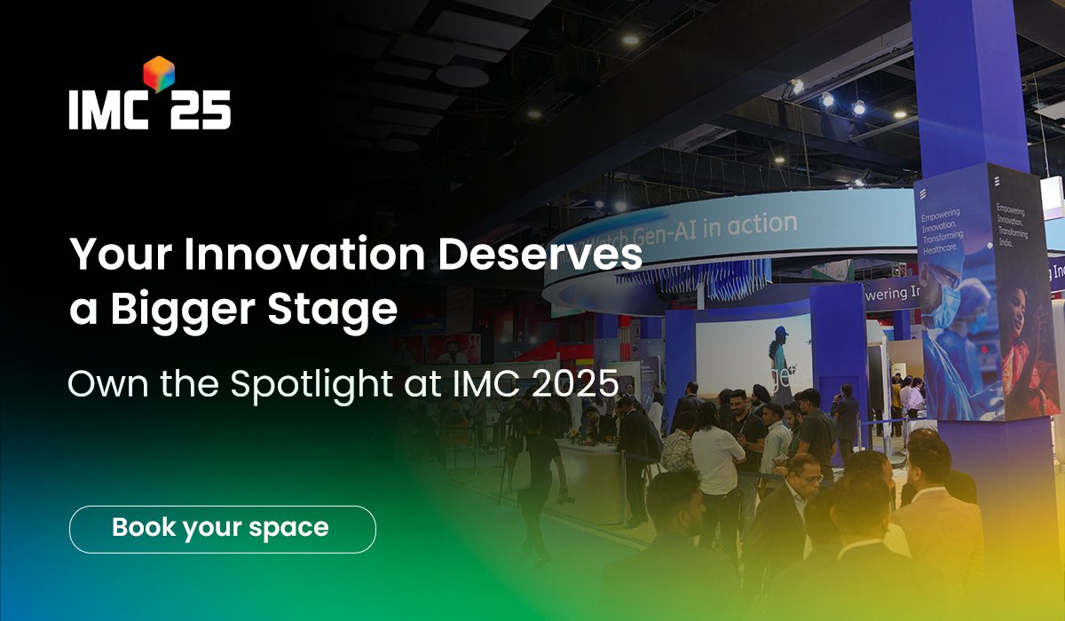 Got innovations that have the potential to transform? 🌐
This is your chance to showcase them to the world at hashtag#IMC2025

📲 Book your exhibition space today: zurl.co/9zJVt 

#InnovatetoTransform #AspiretoTransform

<a href="/exploreIMC/">India Mobile Congress</a> <a href="/DoT_India/">DoT India</a> <a href="/ConnectCOAI/">COAI</a>