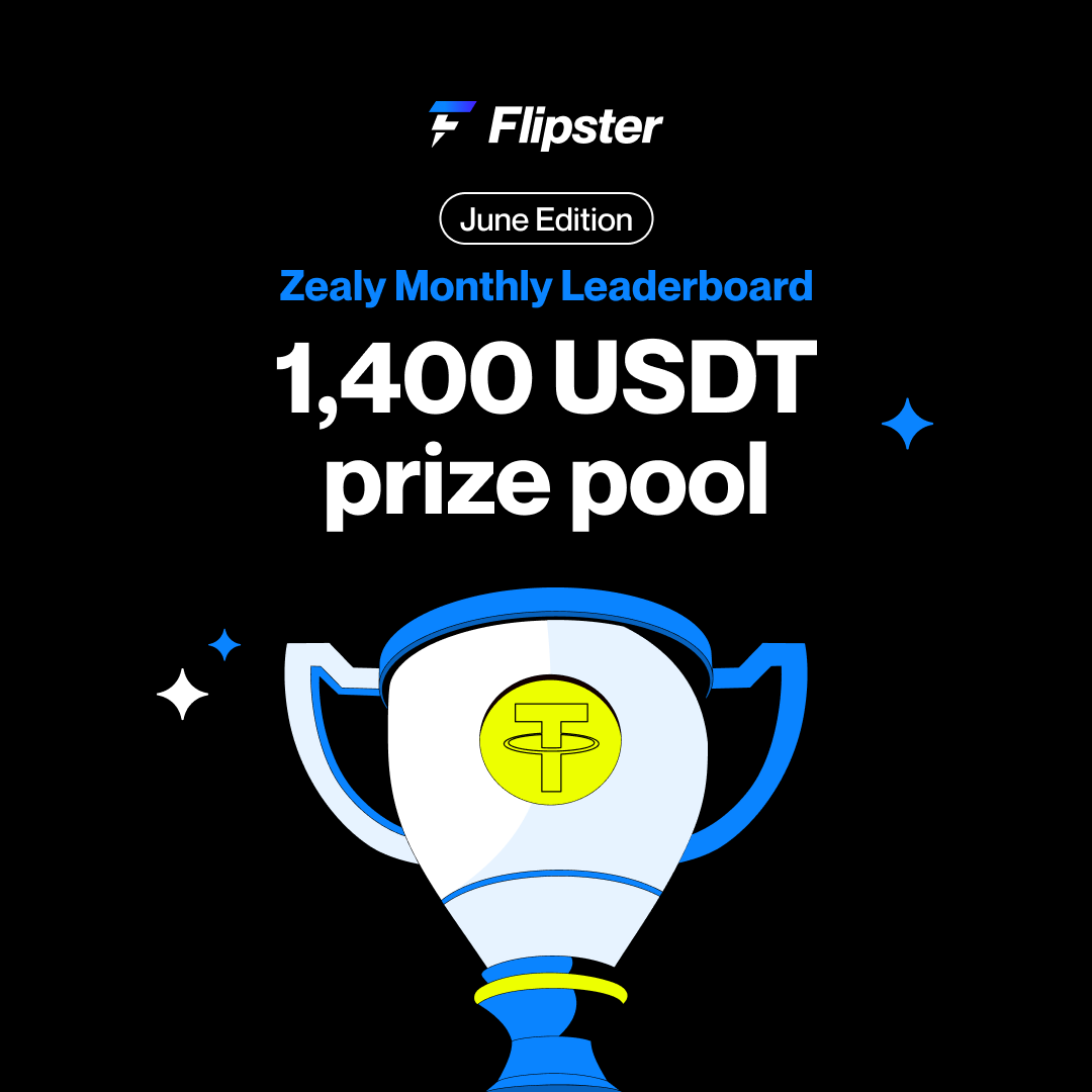 ⚡️ June's Zealy Leaderboard Edition is HERE, join now!
 
🏆 $1,400 PRIZE POOL - Top 50 eligible winners will split the pool with additional rewards awaiting the top 10! 

📆 Jun 06, 8:00 UTC - Jun 30, 16:00 UTC  

👉 Start now: zealy.io/cw/flipster/qu…