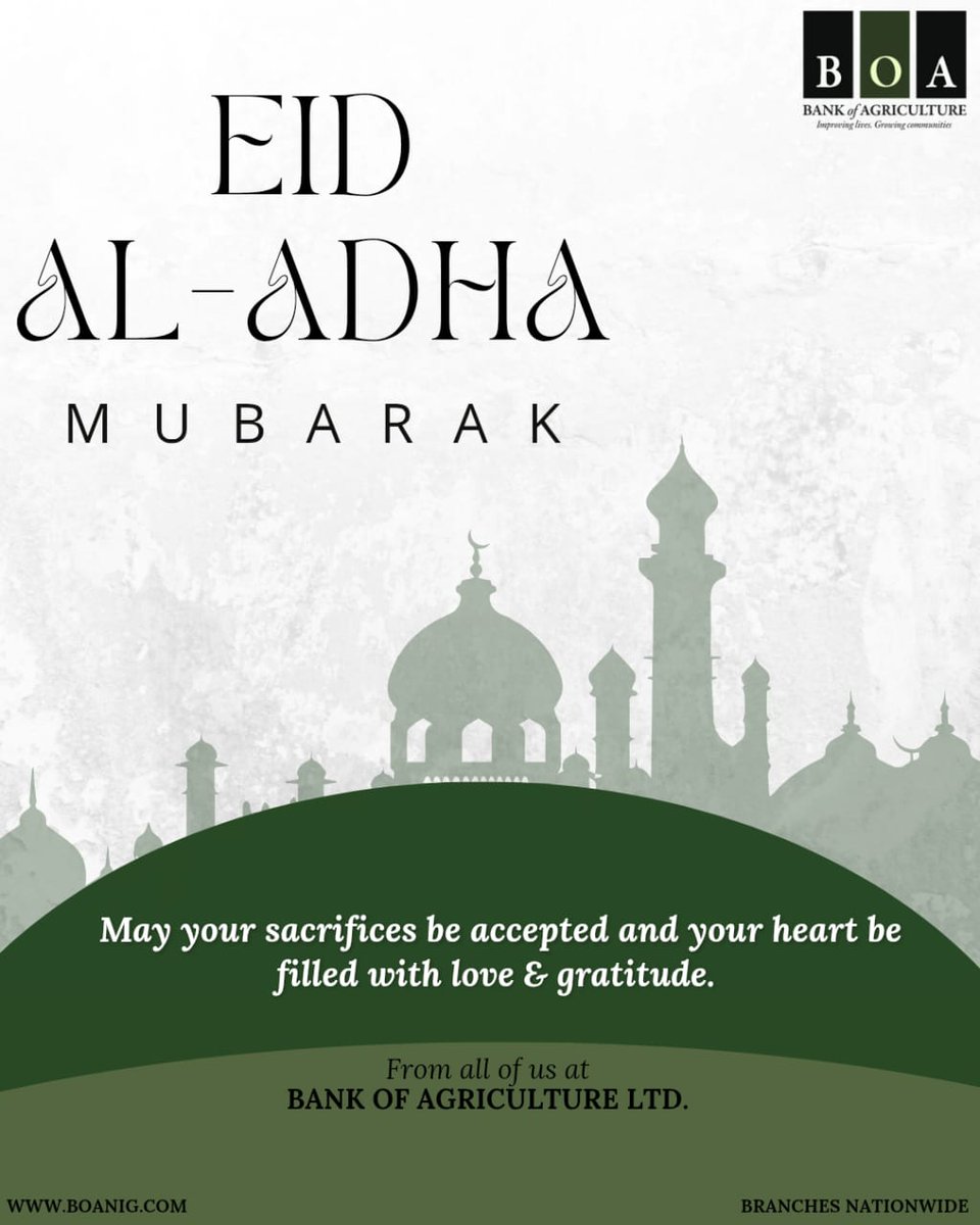 Have a blessed Eid al-adha celebration
#Eid al-adha
#BOACares
#Improvinglivesgrowingcommunities