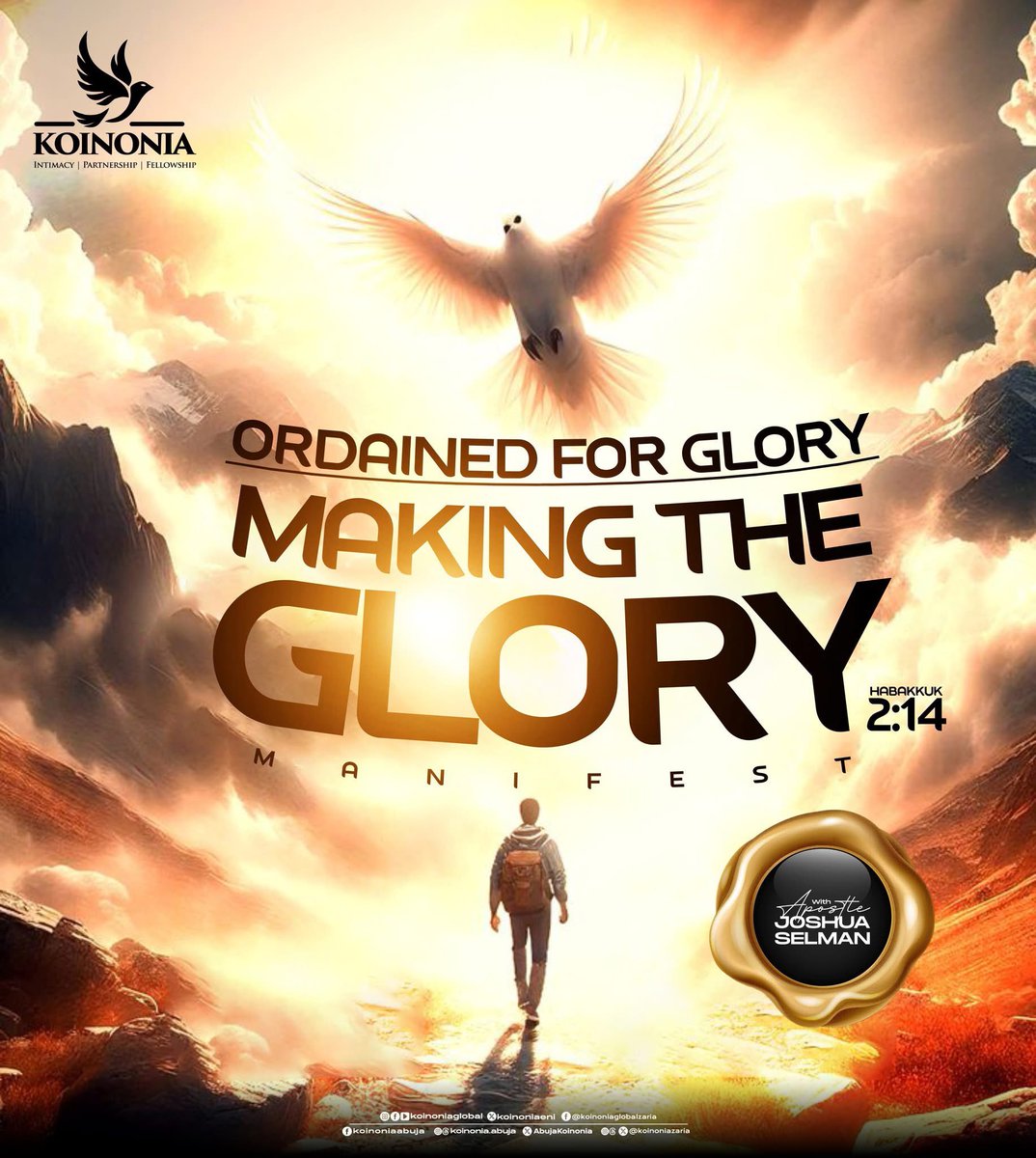 Dear Beloved, kindly click on the link below to download the audio message of "ORDAINED FOR GLORY(MAKING THE GLORY MANIFEST)-PART 2 " WITH APOSTLE JOSHUA SELMAN.

drive.google.com/file/d/13M7mwV…

#ApostleJoshuaSelman
#OrdainedForGlory
#MakingTheGloryManifest
#JesusRevealedJesusGlorified