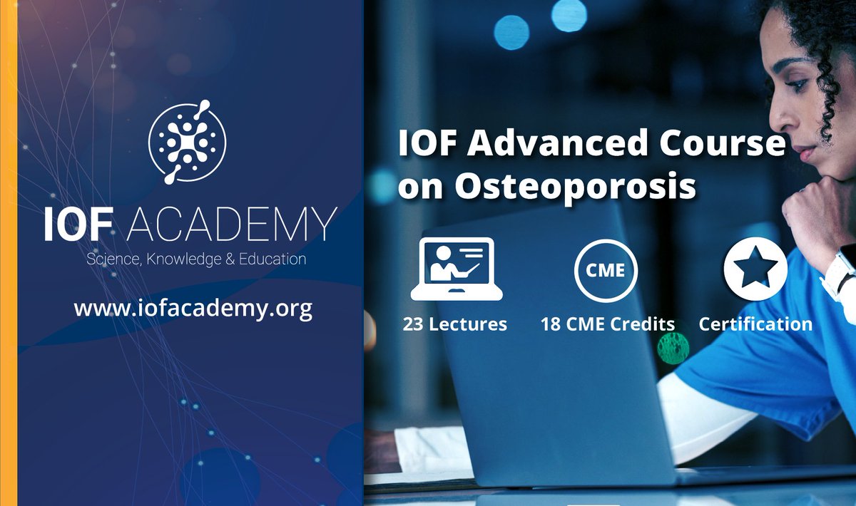 New CME-accredited IOF Advanced Course on Osteoporosis!
🧠 18h deep dive into prevention, diagnosis &amp; treatment
🎓 23 expert-led lectures
✅ 18 CME credits + certificates
Perfect for HCPs, med schools &amp; societies. 
👉 iofacademy.org
