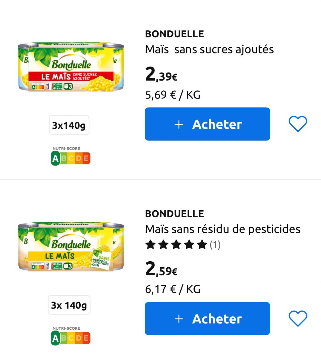 J’ouvre le BonduelleGate attention 👀

Depuis plusieurs mois déjà, ils vendent à des prix différents deux produits exactement similaires en composition et avec des étiquettes trompeuses

C’est pas dingue ça <a href="/Bonduelle_Group/">Bonduelle Group</a> <a href="/dgccrf/">DGCCRF</a> 
(Oui, ici on parle de sujets importants 😂)