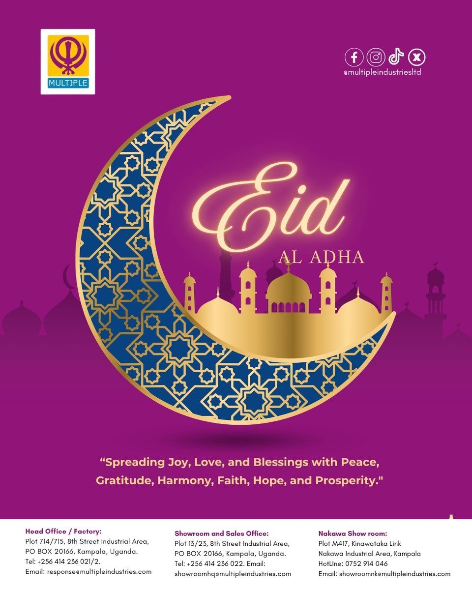 MultipleIndust's tweet photo. As we commemorate this season of sacrifice, faith, &amp; generosity, we extend our heartfelt wishes to our clients, partners, &amp; communities.

May this Eid bring you peace, unity, and abundant blessings in every area of life and business.
#EidAlAdha #EidMubarak #MultipleIndustriesLtd https://t.co/FYAoNpAJeP