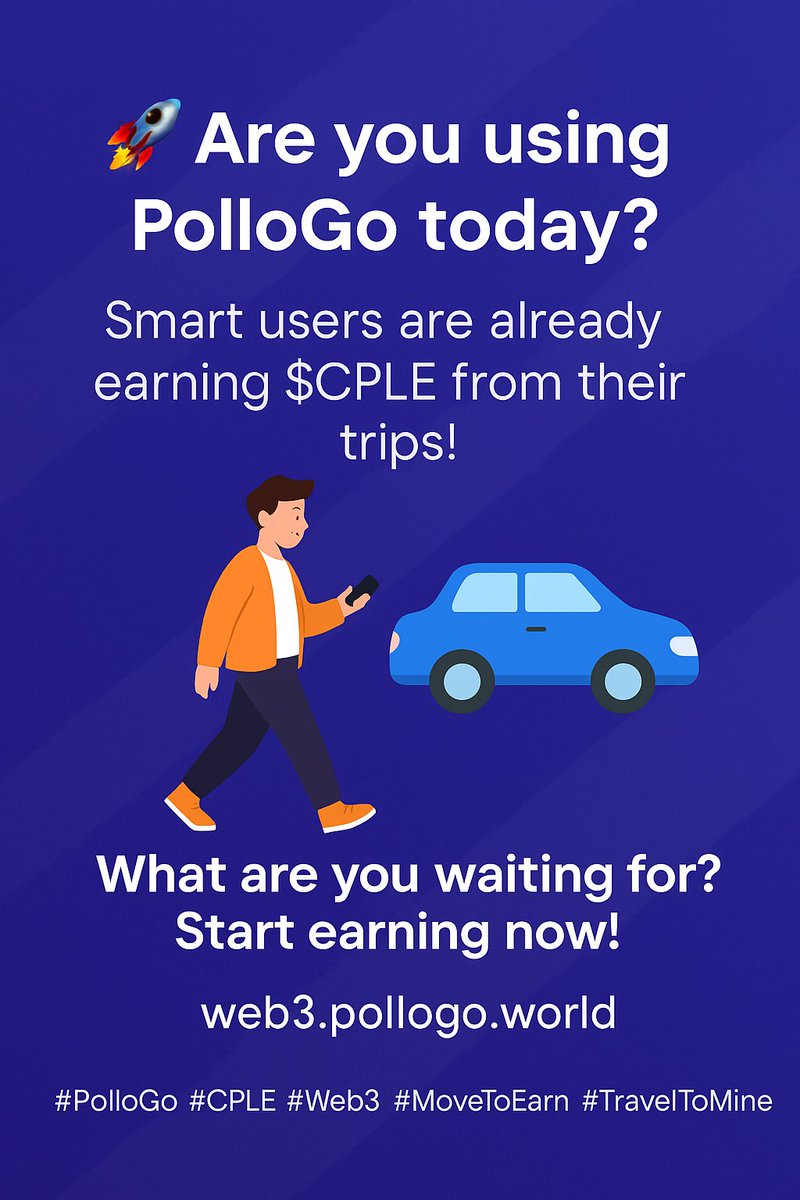 🚶‍♂️🚗 Have you used PolloGo today to earn from your trips?

Smart users are already publishing routes and mining $CPLE on the platform.
What are you waiting for? Start earning now! 💰
👉 web3.pollogo.world
#PolloGo #CPLE #Web3 #MoveToEarn #TravelToMine #CryptoEarnings