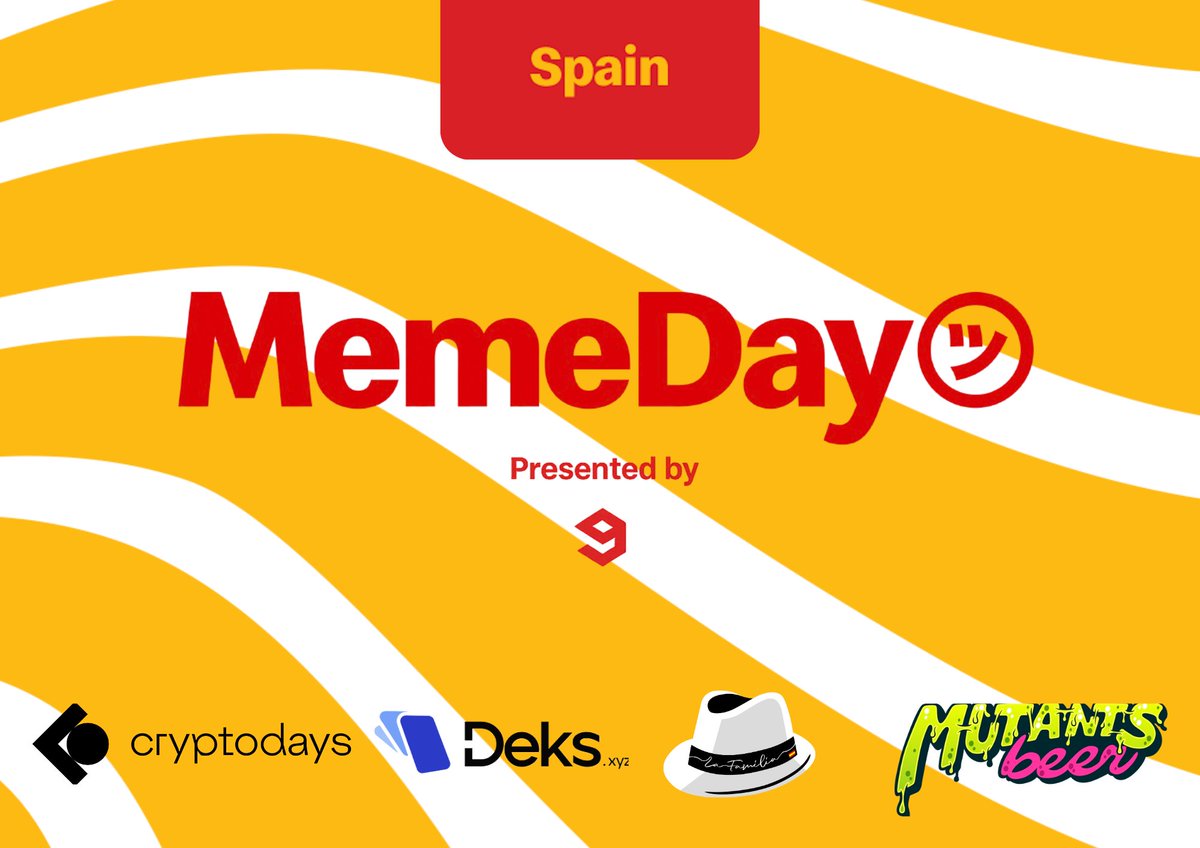 NAPP.eth (@napp_nft) on Twitter photo Only 3 days left for MemeDay 2025🎉
Let’s celebrate with meme lovers worldwide. Have you registered for any of the 13 meetups? It’s going to be epic!
Big thanks to our local partners in Madrid 🇪🇸 for help us to making it happen: <a href="/CryptoDays_xyz/">CryptoDays</a> <a href="/deksxyz/">Deks</a> <a href="/LaFamilia_so/">La Familia</a> Only 3 days left for MemeDay 2025🎉
Let’s celebrate with meme lovers worldwide. Have you registered for any of the 13 meetups? It’s going to be epic!
Big thanks to our local partners in Madrid 🇪🇸 for help us to making it happen: <a href="/CryptoDays_xyz/">CryptoDays</a> <a href="/deksxyz/">Deks</a> <a href="/LaFamilia_so/">La Familia</a>