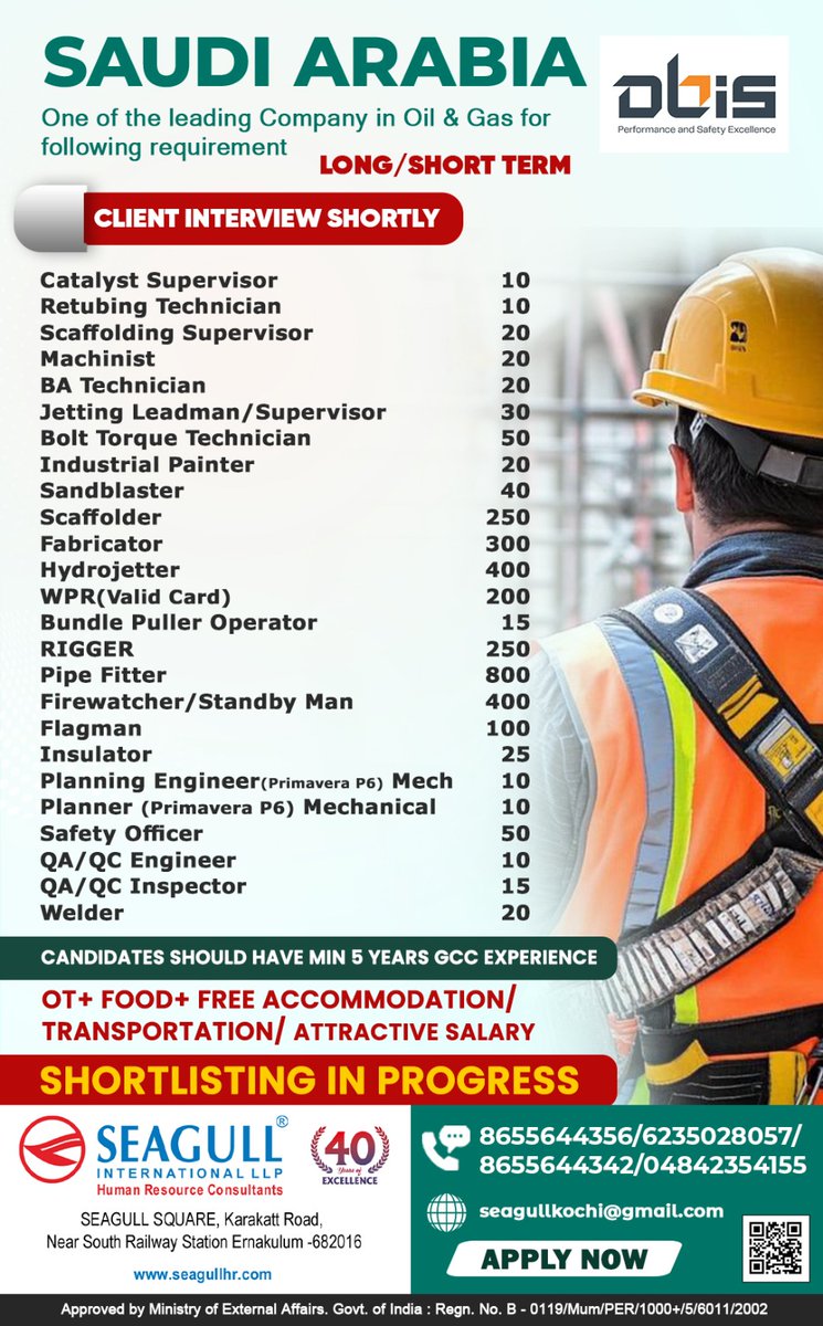 hrd1_seagull's tweet image. 🇸🇦Saudi Arabia Jobs

💻Client Interview Shortly

Location - Chennai 

 #saudiarabiajobs catalyst supervisor  #batechnician  #hydrojetter