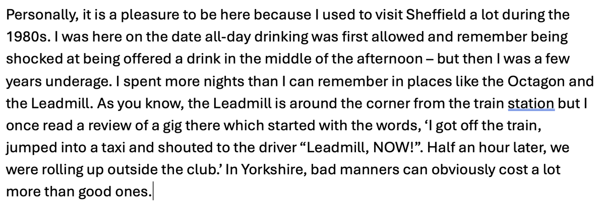 Sad news about The Leadmill, where I spent time a lot of time as a teenager (including once meeting Deee-Lite there...). I said this in a speech in Sheffield in 2014: