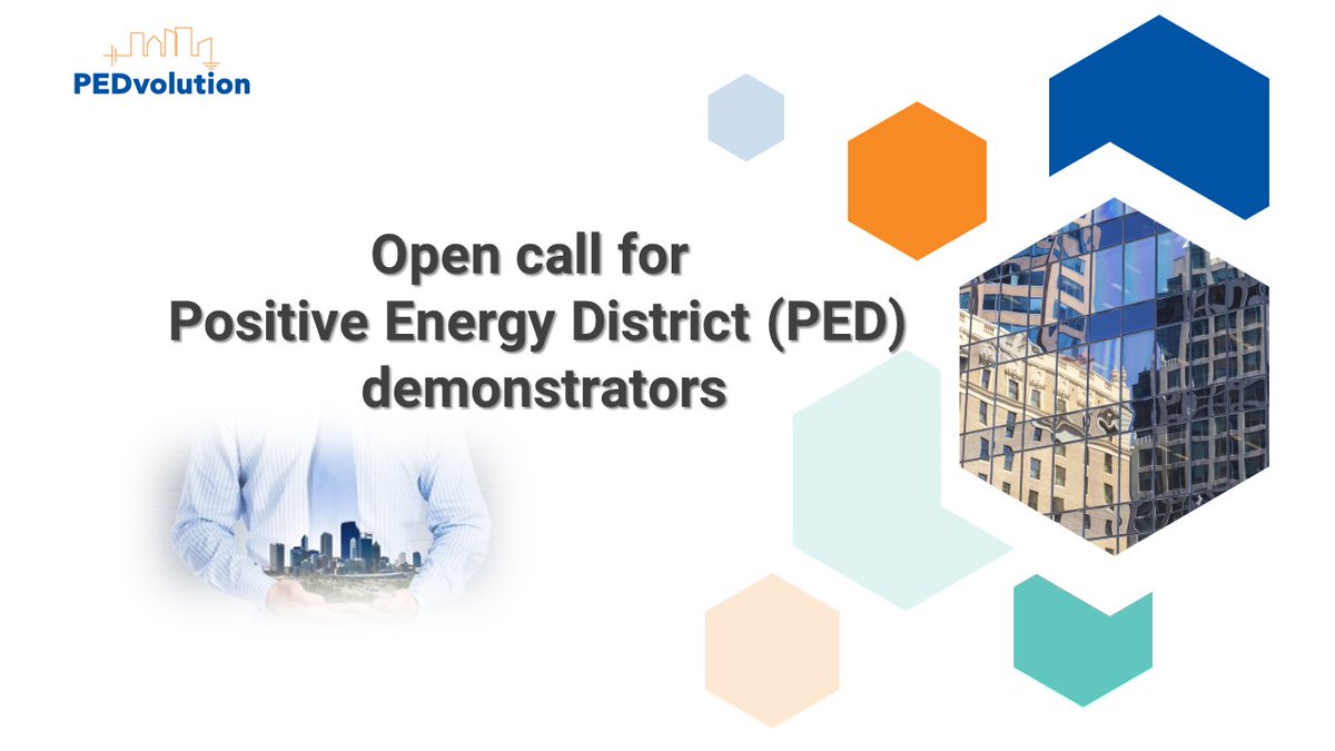 🚀Don't forget to apply!

PEDvolution is looking for new #PositiveEnergyDistrict demonstrators - your community could be next!

🗓️ Deadline: 30 June 2025

🌍 Is your #city, #district, or #energycommunity striving for ambitious energy targets?

📩 Apply now lnkd.in/dtsQMvcr