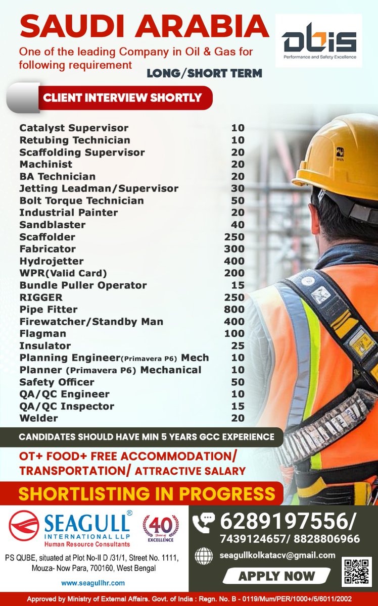hrd1_seagull's tweet image. 🇸🇦Saudi Arabia Jobs

💻Client Interview Shortly

Location - Kolkata  

 #saudiarabiajobs catalyst supervisor #batechnician #hydrojetter