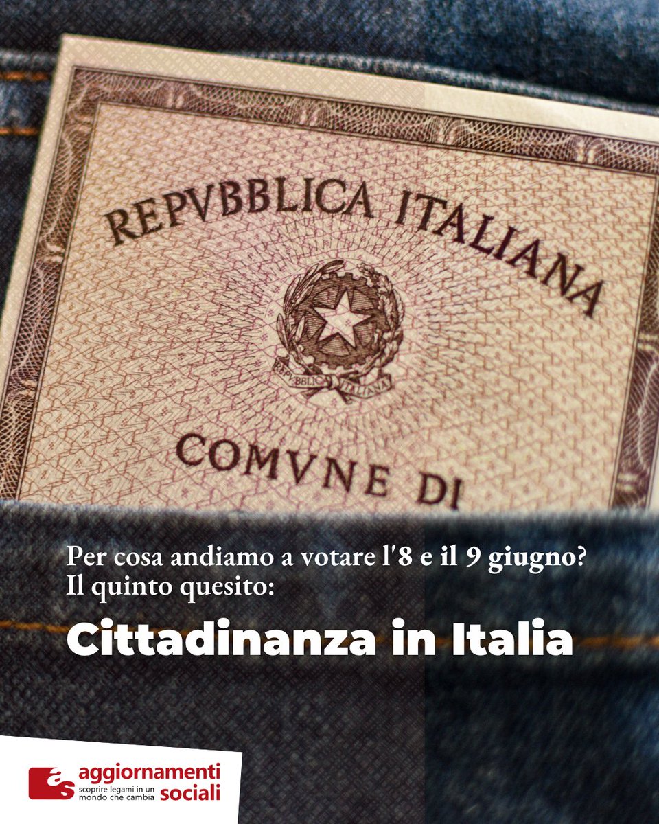 🇮🇹Nuovi tempi per la domanda per ottenere la #cittadinanza italiana: cosa cambia con il sì al #referendum?

👉Per capire meglio cosa siamo a chiamati a votare domenica e lunedì, leggi le schede informative sui quesiti referendari: aggiornamentisociali.it/articoli/per-c…