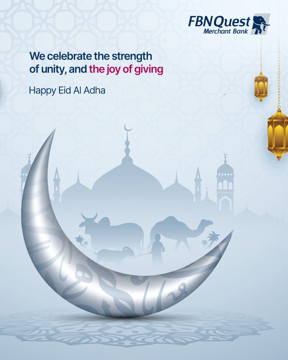 Eid Mubarak 🌙✨ May your home be filled with light, your heart with peace, and your days with joy. Wishing you and your loved ones a truly blessed celebration.

#EidMubarak #FBNQuestMerchantBank