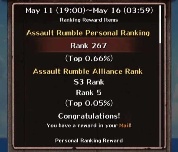 Knoppers55's tweet photo. Assault Rumble S1 + S2 (May 2025) ☠️🚩

▸ Season 1

Personal: Rank 267
Alliance: Rank 5

▸ Season 2

Personal: Rank 114
Alliance: Rank 4

#OPTC #トレクル https://t.co/rbyCCtIyLO