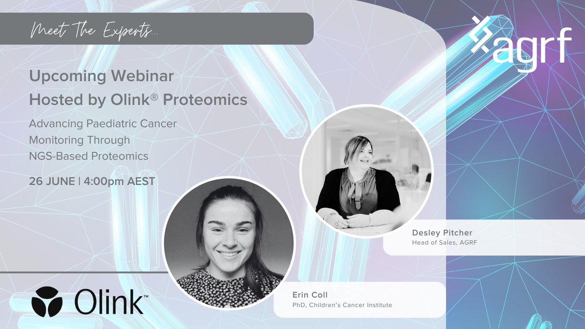 AGRF_genomics's tweet image. Upcoming Webinar: Hosted by @OlinkProteomics
❇️ Register now: labroots.com/ms/webinar/adv…
#AGRF #Genomics #PrecisionDiagnostics #Proteomics #PaediatricCare #CancerResearch