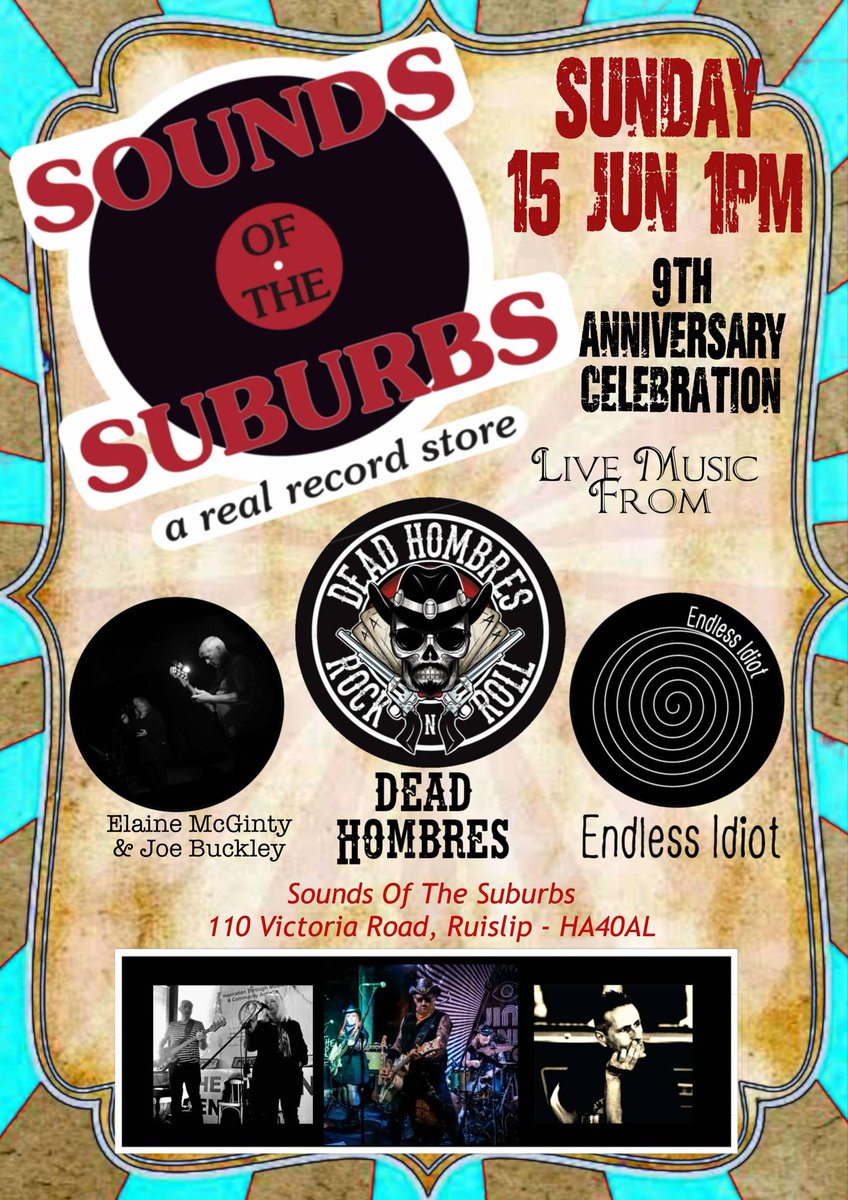 9th anniversary show of Sounds of the Suburbs,  3 live acts, FREE ENTRY