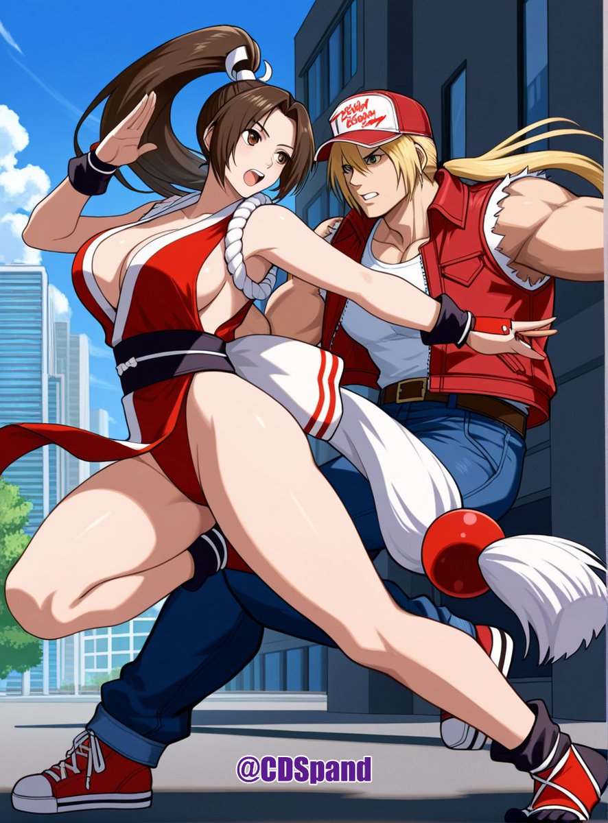 #AIイラスト︎ #餓狼伝説 #maishiranui #fatalfury  Mai Shiranui 不知火舞  Terry Bogard  テリー・ボガード
