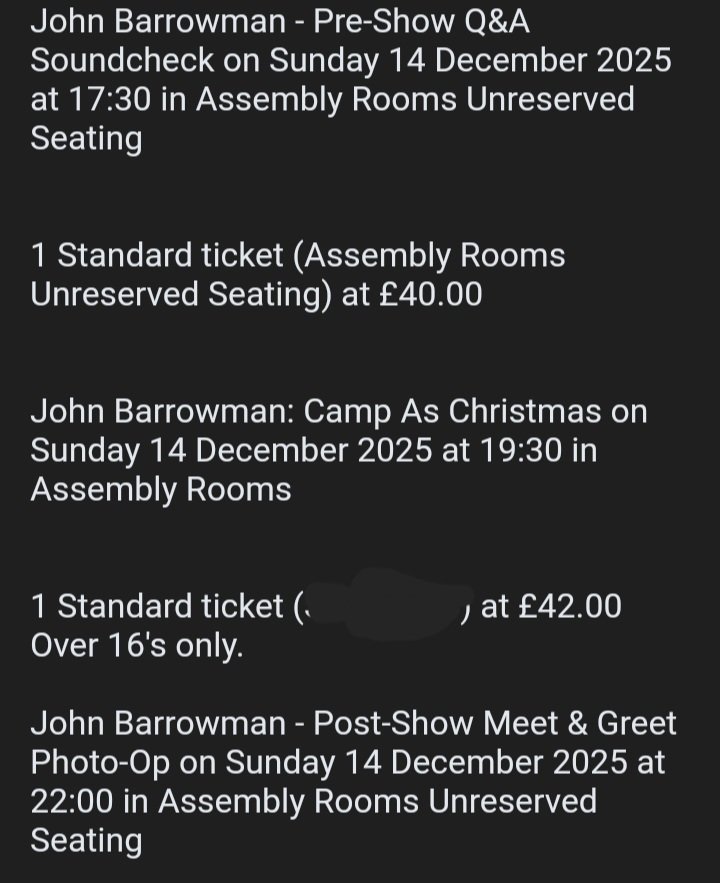 I'm going to Edinburgh on Dec 14th to see the truly fabulous <a href="/JohnBarrowman/">John Barrowman MBE</a>!!
This will be the first Christmas without my Mam, which will no doubt mean my festive spirit will be low. An evening in John's company gives me a  wonderful reason to look forward the season.