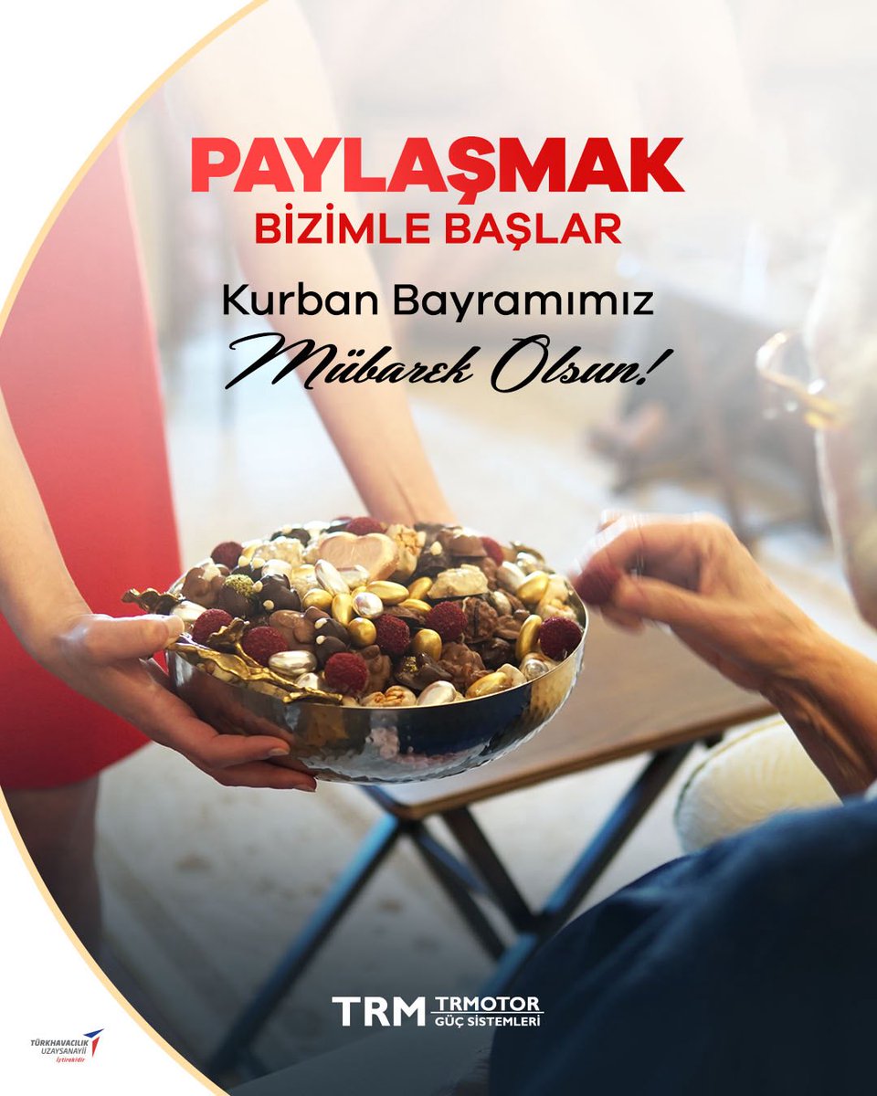 Paylaşmanın çoğalttığı, yardımlaşmanın güç verdiği sofralarda sevdiklerinizle bir
arada olacağınız keyifli bir bayram dileriz.

Kurban Bayramımız kutlu olsun!

#TRMOTOR #TRM
