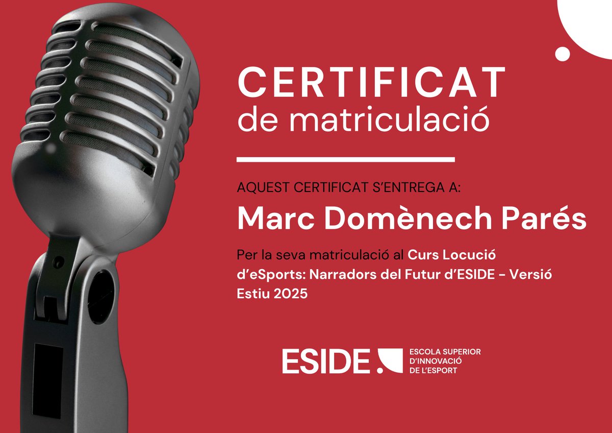 Marc (DAS_Scooby_WSP) (@marc_dp) on Twitter photo ¡Ja el tenim aqui!
Desitjant que començi i poder formar part d'aquest curs que pinta INTERESSANTISSIM.
Gracies a la <a href="/UFECcat/">Unió de Federacions Esportives de Catalunya</a> per ser al costat dels casters catalans i ajudar-nos a seguir creixent. ¡Ja el tenim aqui!
Desitjant que començi i poder formar part d'aquest curs que pinta INTERESSANTISSIM.
Gracies a la <a href="/UFECcat/">Unió de Federacions Esportives de Catalunya</a> per ser al costat dels casters catalans i ajudar-nos a seguir creixent.