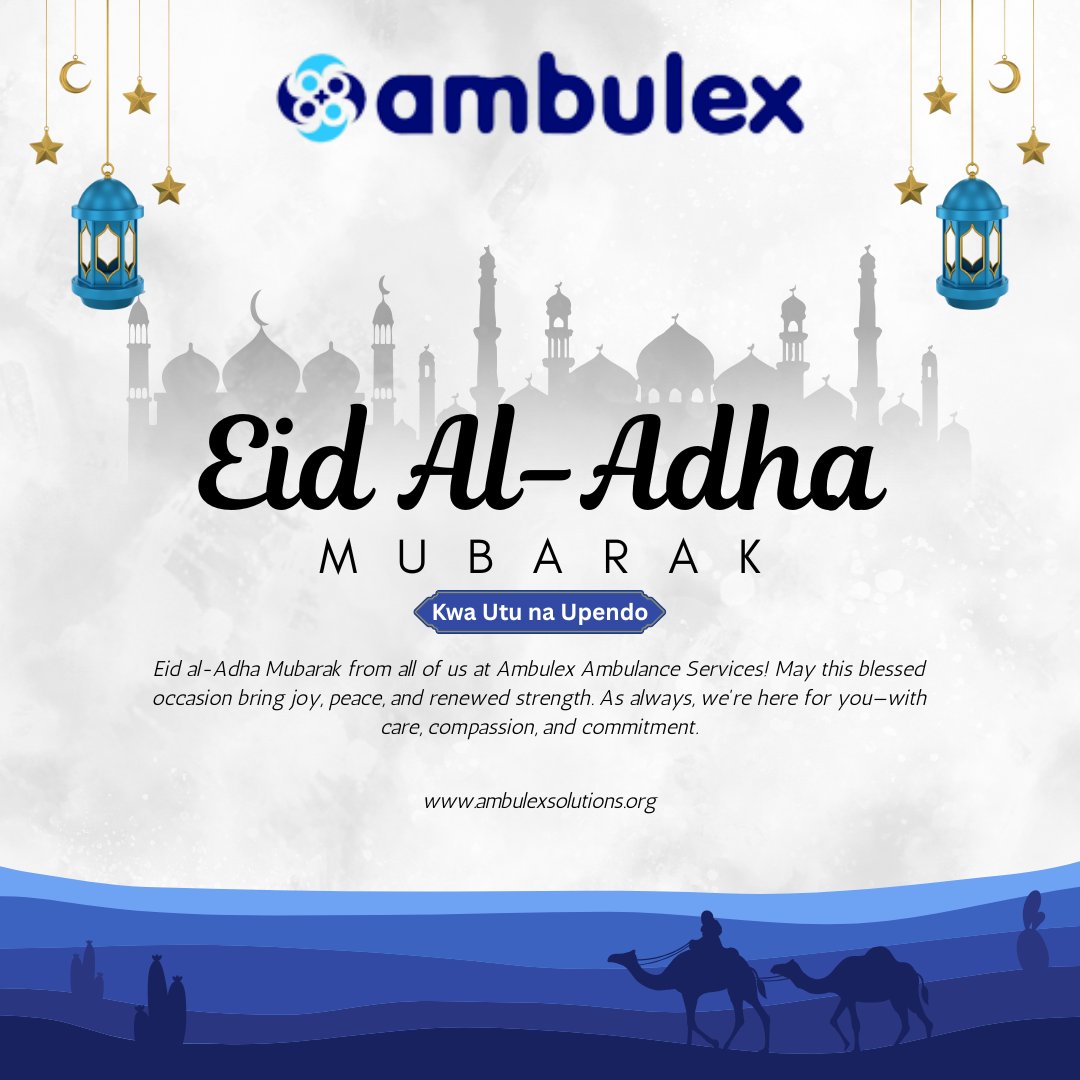 This Eid al-Adha, let us come together in the spirit of compassion and devotion. As the Ambulex family, we reflect on the values of sacrifice, service, and faith—values that guide our mission every day. May this sacred occasion bring you and your loved ones abundant blessings.