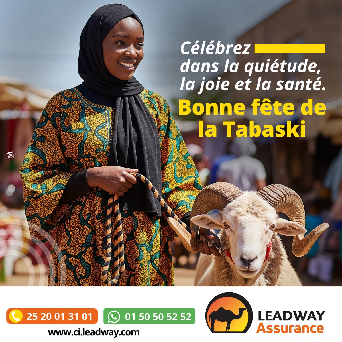 LeadwayCI's tweet photo. Bonne Tabaski à tous !
Que paix et sécurité vous accompagnent.
#Tabaski2025 #LeadwayAssurance https://t.co/qApBUwfKV6