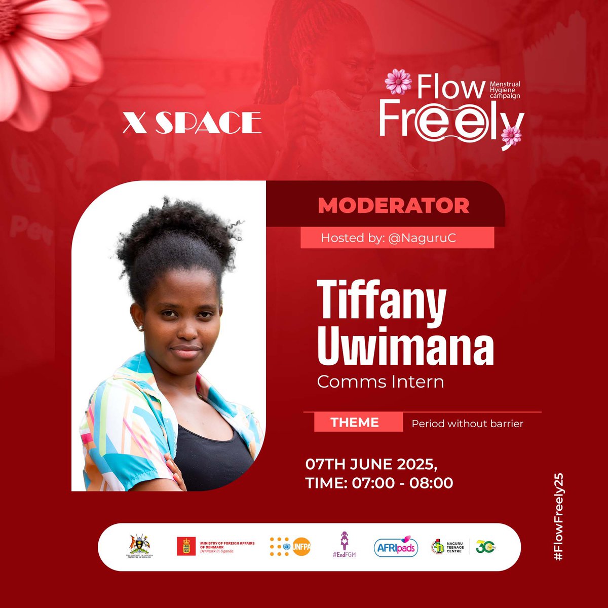 NaguruC's tweet photo. This Saturday, join us on X Spaces for a real, raw, and powerful conversation on menstrual health.
Theme: Period Without Barrier
Let’s talk stigma, access, dignity, and rewrite the period story.
📅 Saturday | ⏰ 7:00 - 8:00 pm
#FlowFreely25 #NTCAt30 https://t.co/z4rW4nIQkS