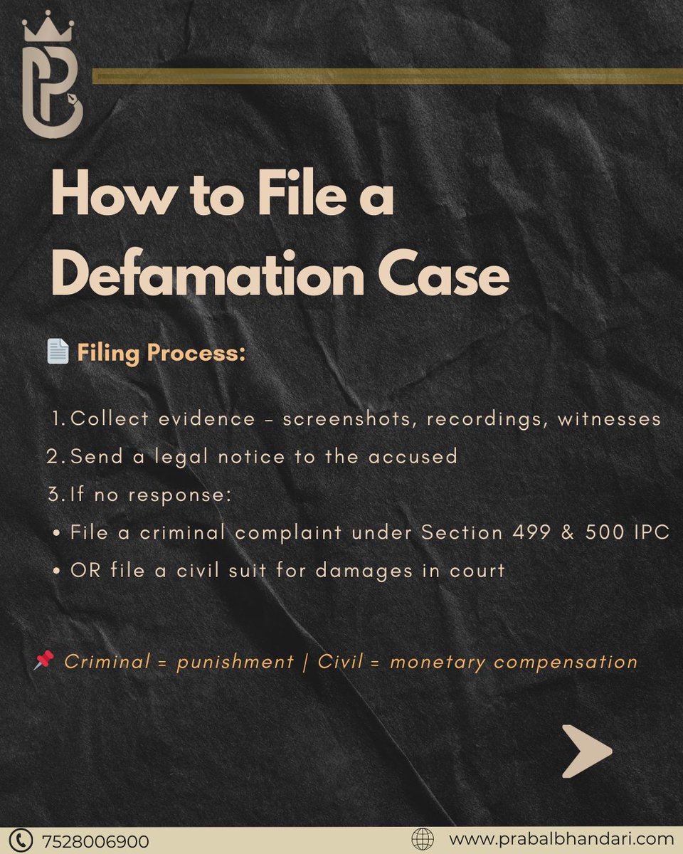 advpb14's tweet image. Someone Damaged Your Reputation? Here's How to File a Defamation Case!

📞 Facing defamation? Get legal help now!
📩 DM or Email: pb@labourlawlawyers.com

#DefamationLaw #ProtectYourReputation #IndianLaw #LegalAwareness #DefamationCase #FightForYourRights #KanoonWaleBhaiya