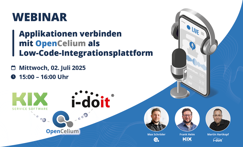 OpenCelium's tweet image. @kix_desk und @i_doit zum #Datenaustausch miteinander verknüpfen. In unserem kostenlosen Webinar zeigen wir Ihnen, wie das mit #OpenCelium funktioniert.  💙🚀

🗓️ 02. Juli 2025
🕒 15.00 - 16.00 Uhr
➡️ opencelium.io/webinar-applik…
#OpenCelium #KIX #idoit #API #OpenSource