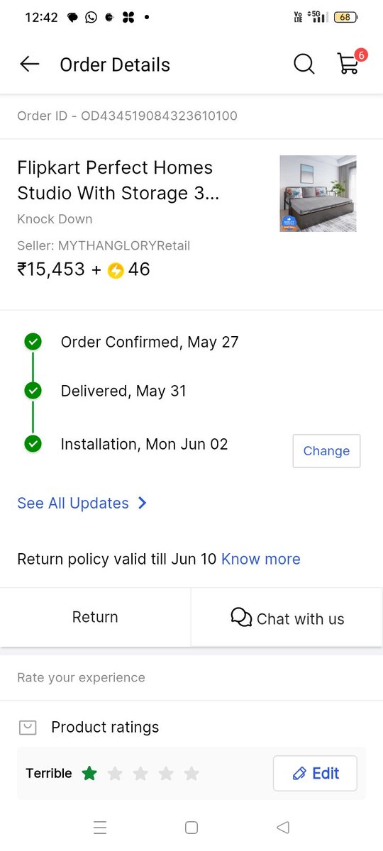 ajaskm2002's tweet photo. After paying hard earned money flipkart is not ready to install this furniture every day rescheduling without my knowledge. Customer support is the worst episode. Buying furniture from flipkart is a nightmare. If you are not able to do business just don't sell Items. https://t.co/CXax92PLdI
