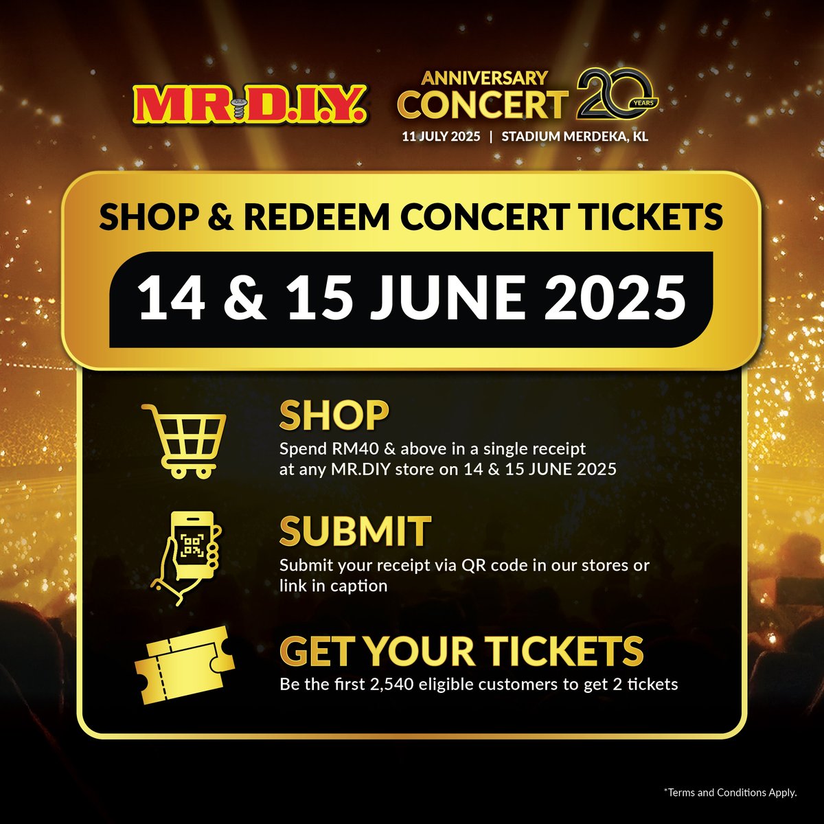 mrdiyMY's tweet image. Due to the overwhelming response we’ve been getting…
We’re adding 2,540 MORE concert tickets just for you!

This time, it’s happening for 2 DAYS ONLY:
📅 14 &amp;amp; 15 June 2025

Don’t miss your chance to grab the tickets. Let’s make unforgettable memories together at the…