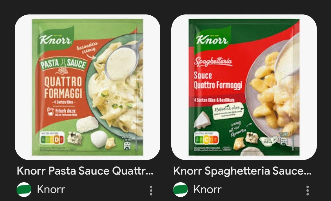 Man könnte meinen Knorr hätte nur die Optik geändert, aber nein, es sind zwei verschiedene Saucen. Die rechte brauchen wir, gibt's bei uns aber nicht mehr, die linke ist neu und Zitat Kind "riecht schon absolut ekelhaft".

Wenn das jetzt eine dauerhafte Veränderung ist raste ich