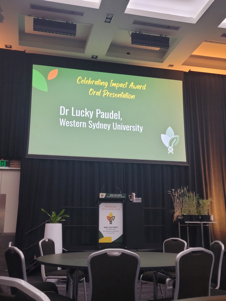 EELaboratory's tweet image. Congratulations to Dr. Lucky Paudel @westsyduhie at the Australian Plant Breeding conference @APBC2025 for his seminar on "Functional genomic approaches reveal flowering and dormancy-associated genes modulating almond flowering"