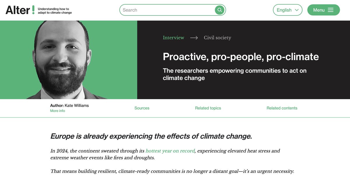 How do we build #climateresilience from the ground up?
👥 <a href="/PRO_CLIMATE_EU/">PRO-CLIMATE</a> empowers communities by turning insights into action.
🌱 Read how co-creation and trust drive #ClimateAction:  
pro-climate.eu/new-interview-…

🙏 Thanks to <a href="/AlterResilience/">Alter! Climate Change</a> for hosting the interview!
