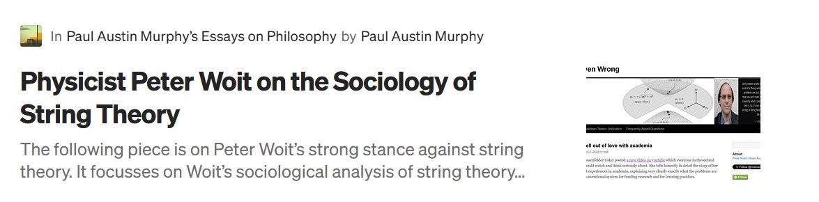 PaulAustinMurp2's tweet image. #PeterWoit’s overall position is on the academic and intellectual #hegemony (a word he doesn’t actually use) of #stringtheory. He sees this as being bad news for the future of #fundamentalphysics.

#Woit argues that string theory’s popularity was at least partly a result of the…