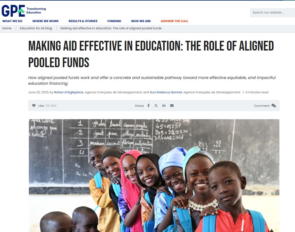 Making aid effective in education: The role of aligned pooled funds | Blog | Global Partnership for Education 
globalpartnership.org/blog/making-ai…
<a href="/AFD_en/">AFD_en 🇫🇷 🇪🇺</a> 
<a href="/AFD_France/">Agence Française de #Développement (AFD) 🇫🇷 🇪🇺</a> 
<a href="/GPforEducation/">Global Partnership for Education</a>