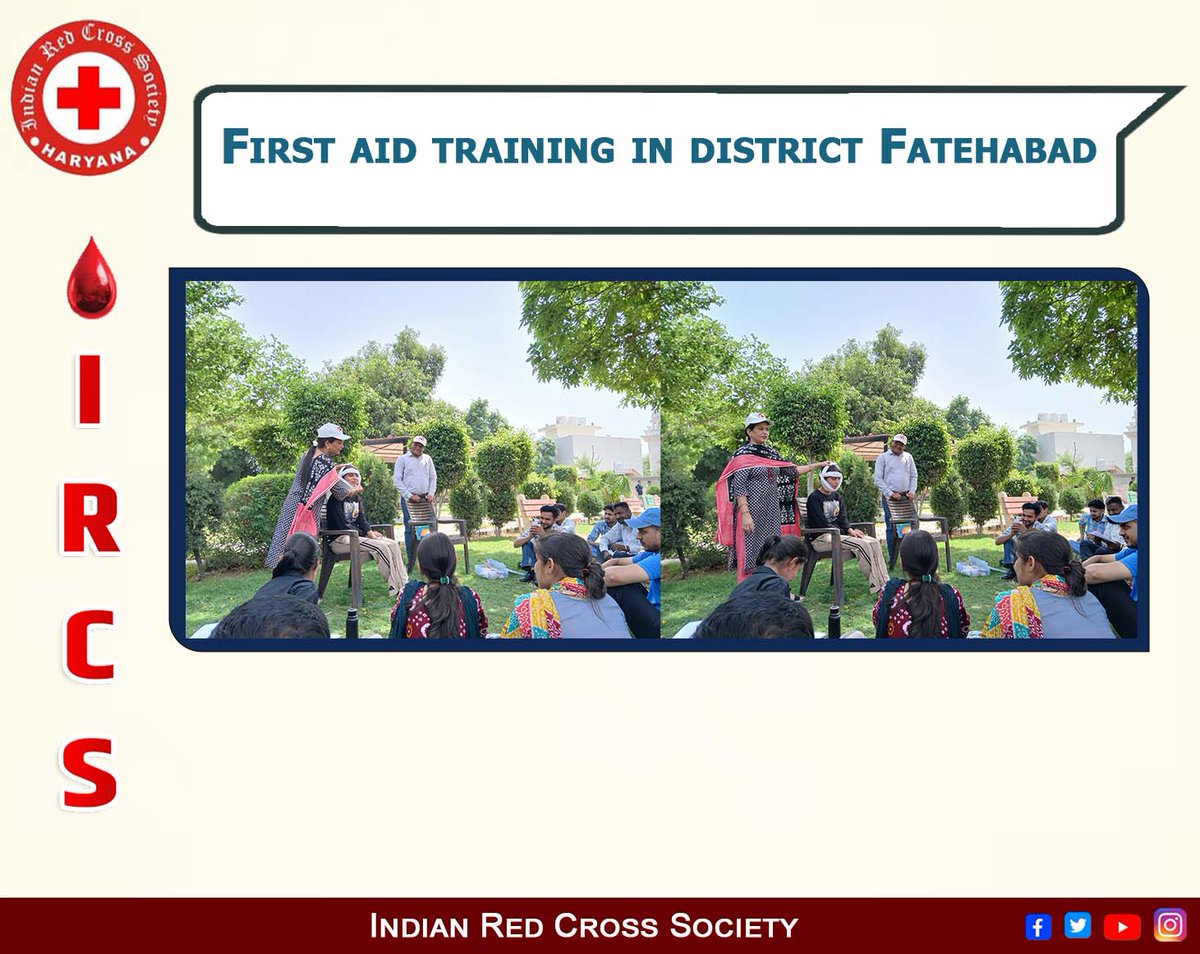 RedHaryana's tweet image. First aid training in district Fatehabad
#redcross #ircsharyana #helpforhumanity #recrossindia #redcrosssociety #blooddonation #redcross #needyoursupport #ircsharyana #RedCrossYouth #redcross #redcrossyouth #redcrossvolunteer #रेडक्रॉस #maheshjoshi