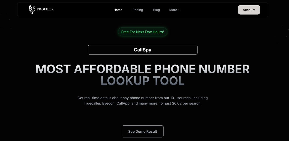 🎁Profiler.me Biggest Giveaway- Free Tools for 48 Hours!

We’re unlocking Profiler’s top tools for everyone - absolutely FREE!

🔍 CallSpy - Get real-time insights from any phone number using 10+ trusted sources (like Truecaller &amp; more) - FREE for 48 hours

💥 Plus,