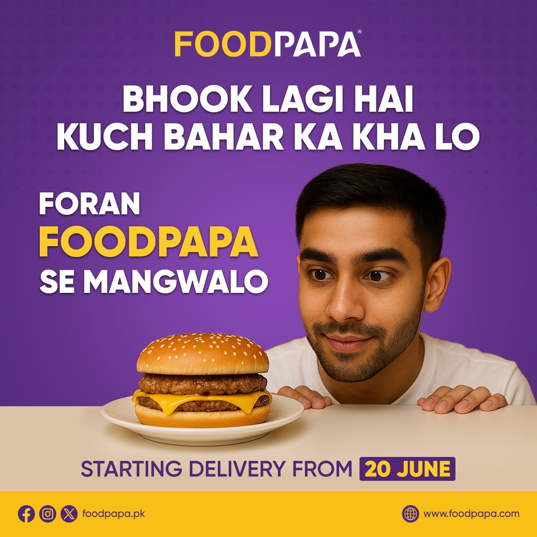foodpapa_pk's tweet photo. Feeling hungry and craving something from outside? Just order instantly from FoodPapa and satisfy your cravings in no time.
#FoodPapa #FoodDelivery #HungryMoments #CravingSolved #ShiekhaniGroup #HomeChef https://t.co/0150pQWi7a
