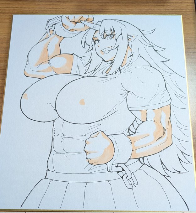 色紙の練習、新しい色ペンが水性なので安い色紙だと滲みまくって塗れねぇ
コピックの安定感で進行しないとならない
紙質で全然違うんだなー 