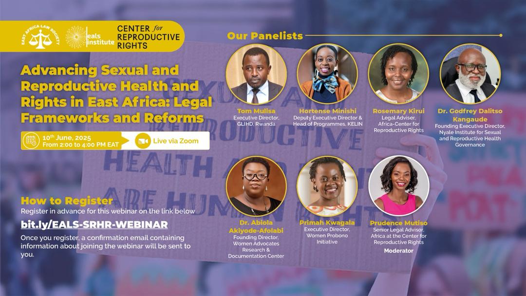 What will it take to strengthen SRHR laws in East Africa?

Join leading legal and human rights experts from across the region as they explore the legal frameworks shaping sexual and reproductive health and rights and the reforms needed to move forward.

The webinar will feature